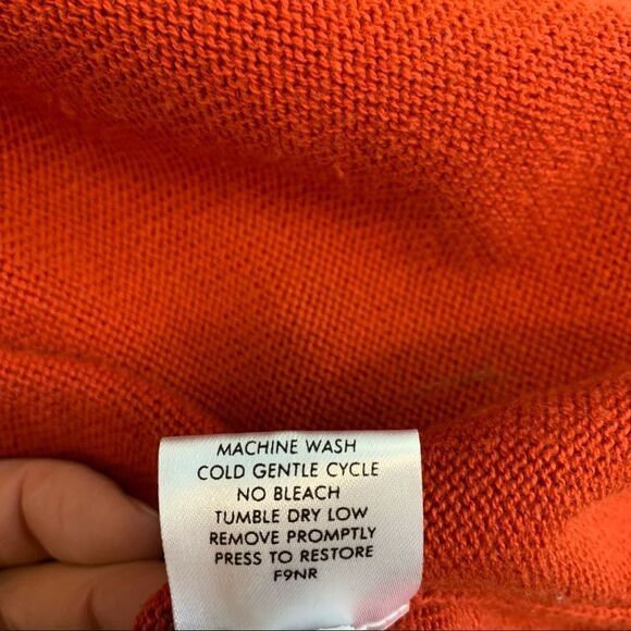 Eileen Fisher burnt orange organic cotton Button Front high neck sweater size M - Picture 8 of 11